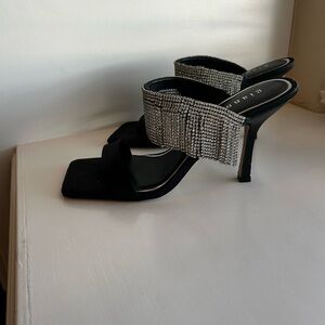 Gianni Bini Black and Silver Embellished Heels